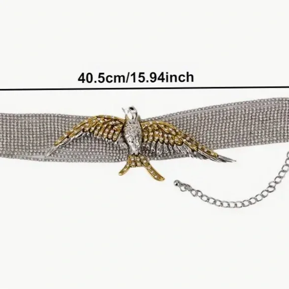 ZARA Multistrand Rhinestone Statement Choker w Two-Tone Bird | NWOT - Picture 7 of 14